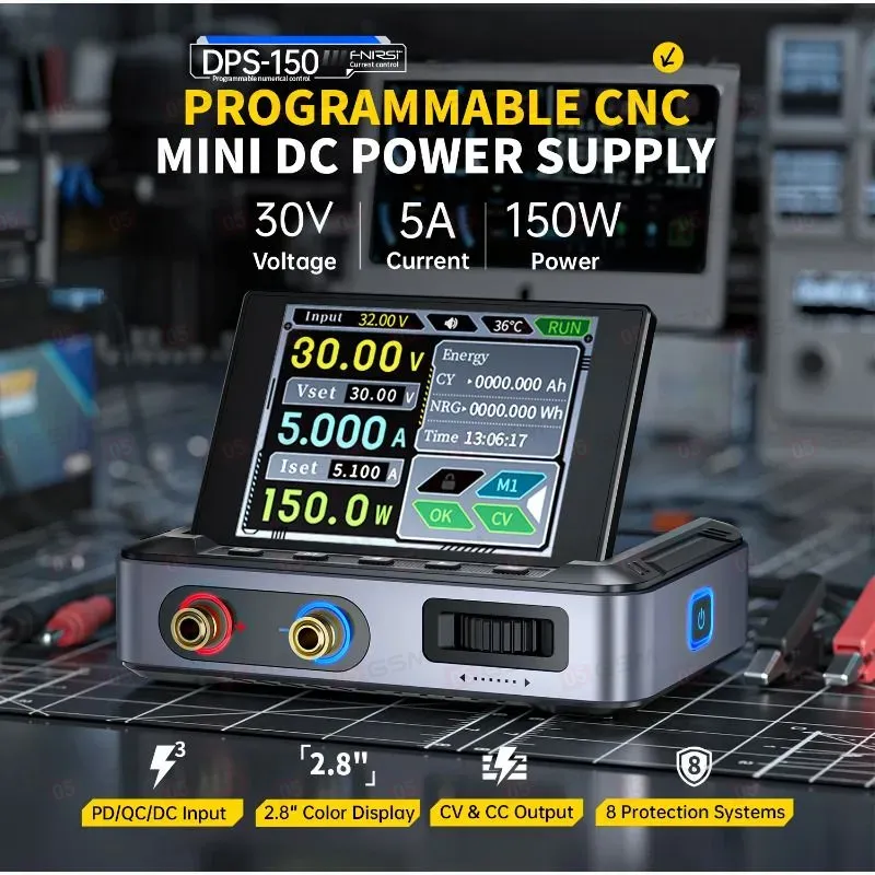Блок питания Fnirsi DPS-150 (Импульсный; миниатюрный; 30 В; 5 А; HD-дисплей) фото в интернет-магазине 05gsm.ru