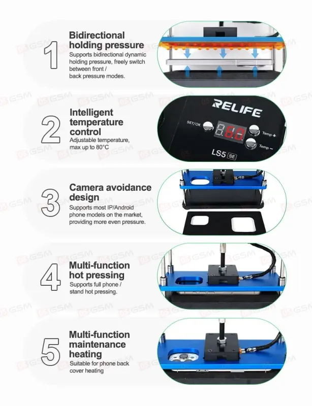 Пресс для телефона с подогревом Relife LS5 SE фото в интернет-магазине 05gsm.ru